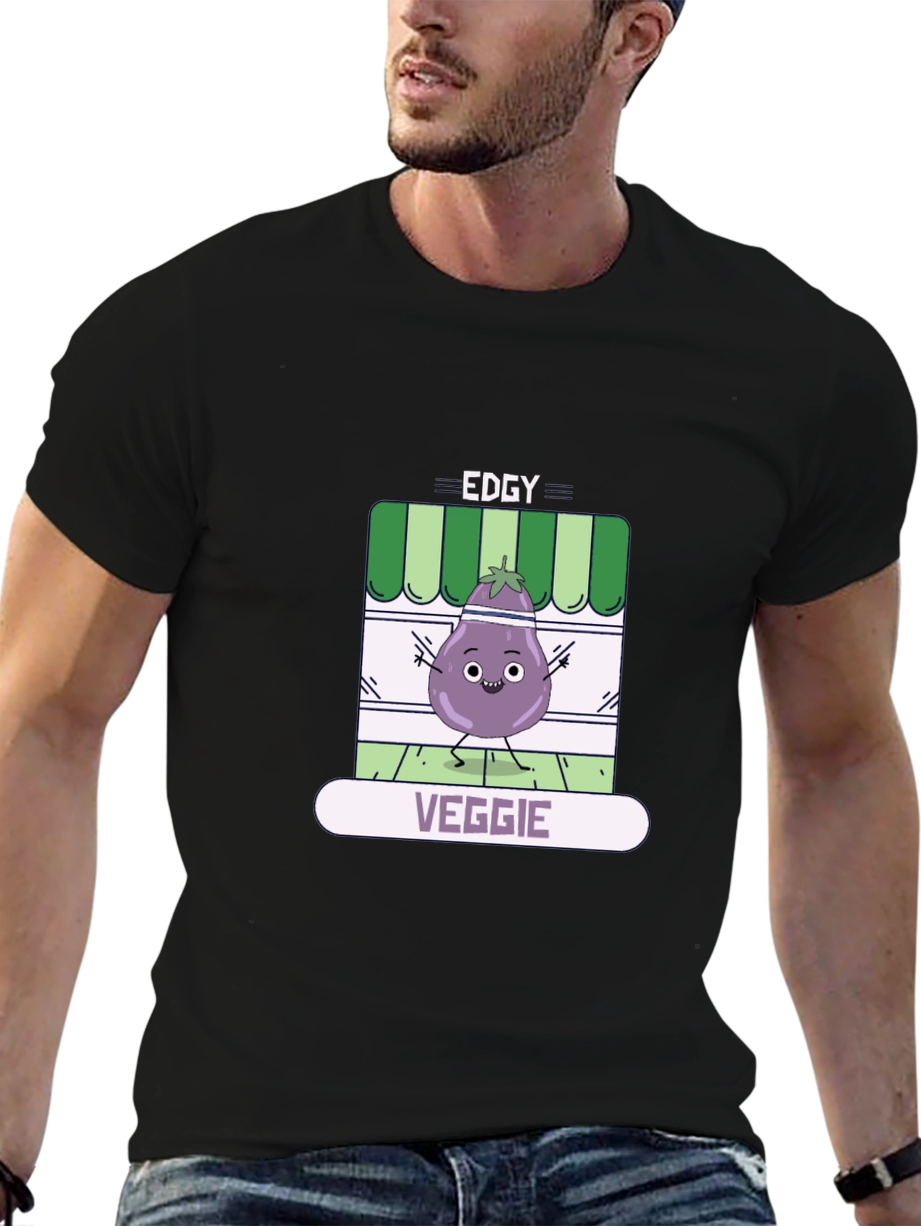 Edgy Veggie T-Shirt - Funny Eggplant Design
