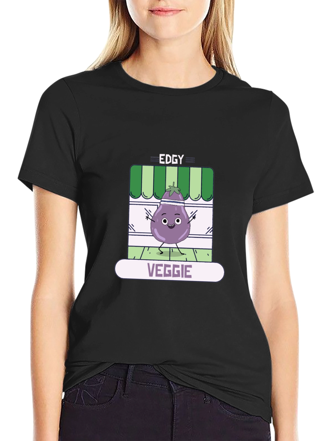 Edgy Veggie T-Shirt - Funny Eggplant Design