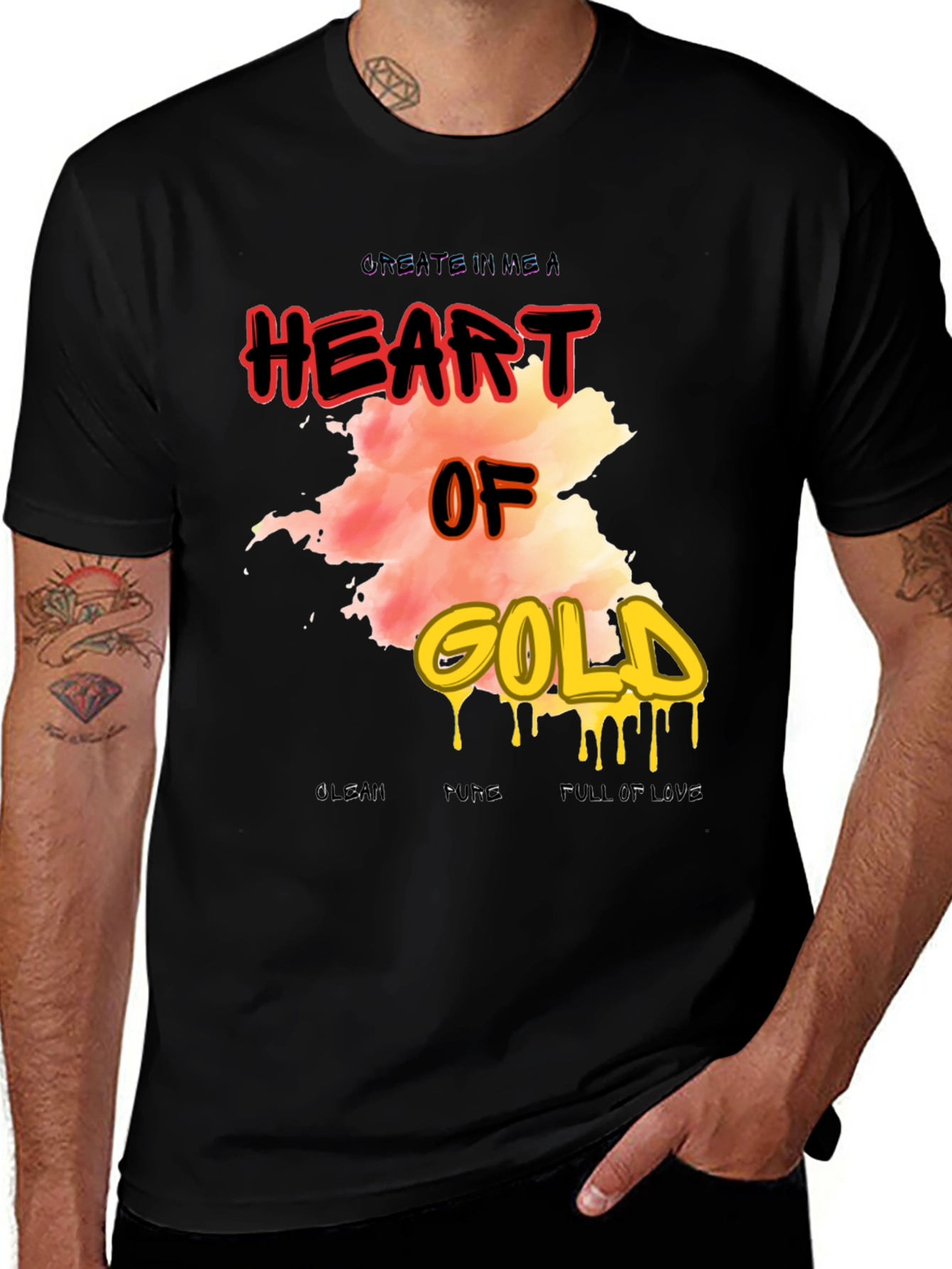 Heart of Gold Graphic Print Mens T-Shirt