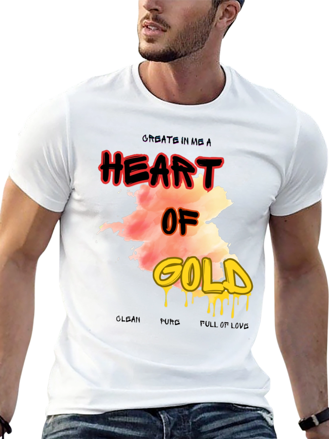 Heart of Gold Graphic Print Mens T-Shirt