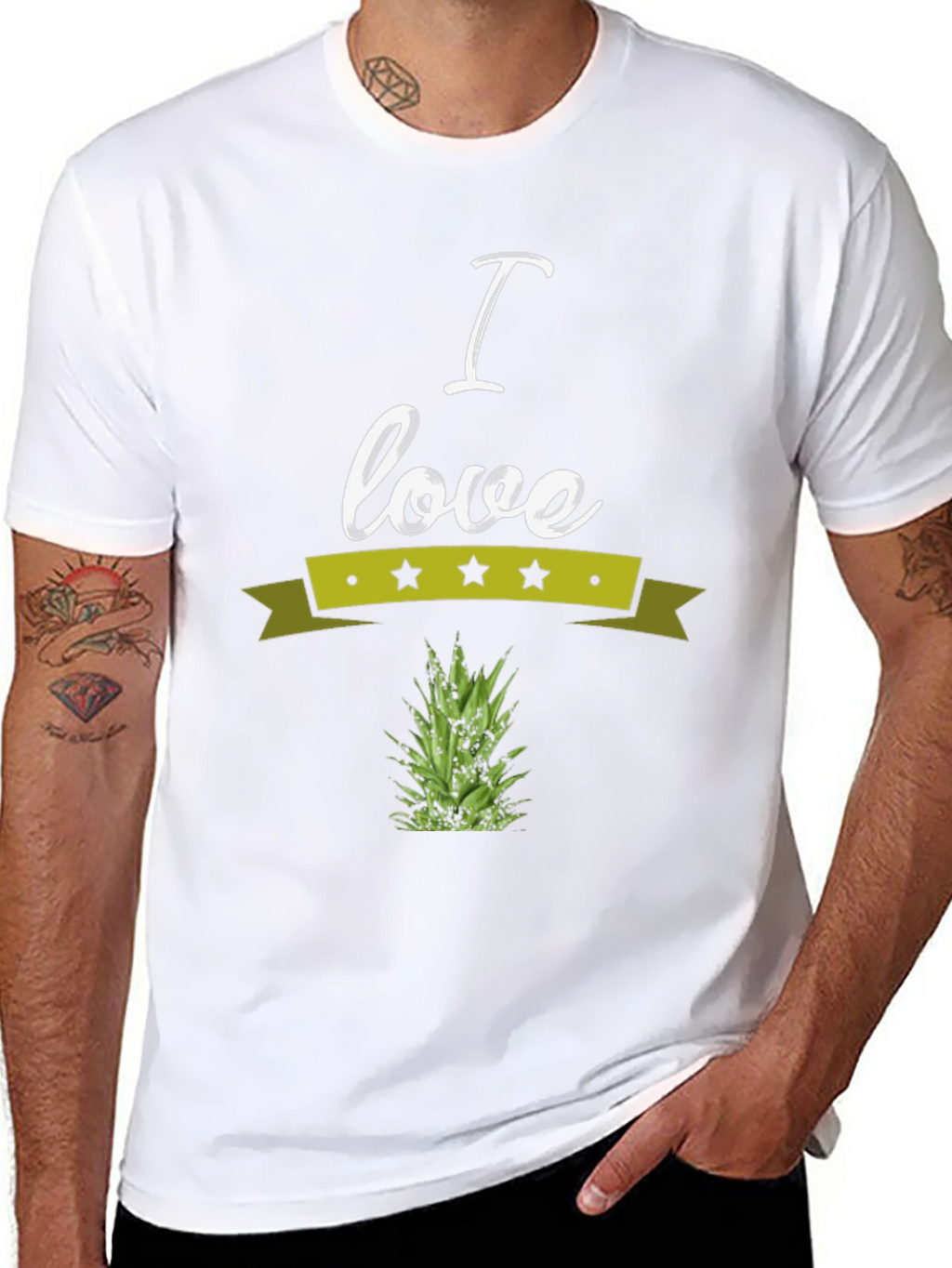 I Love Pineapple Graphic Print T-Shirt