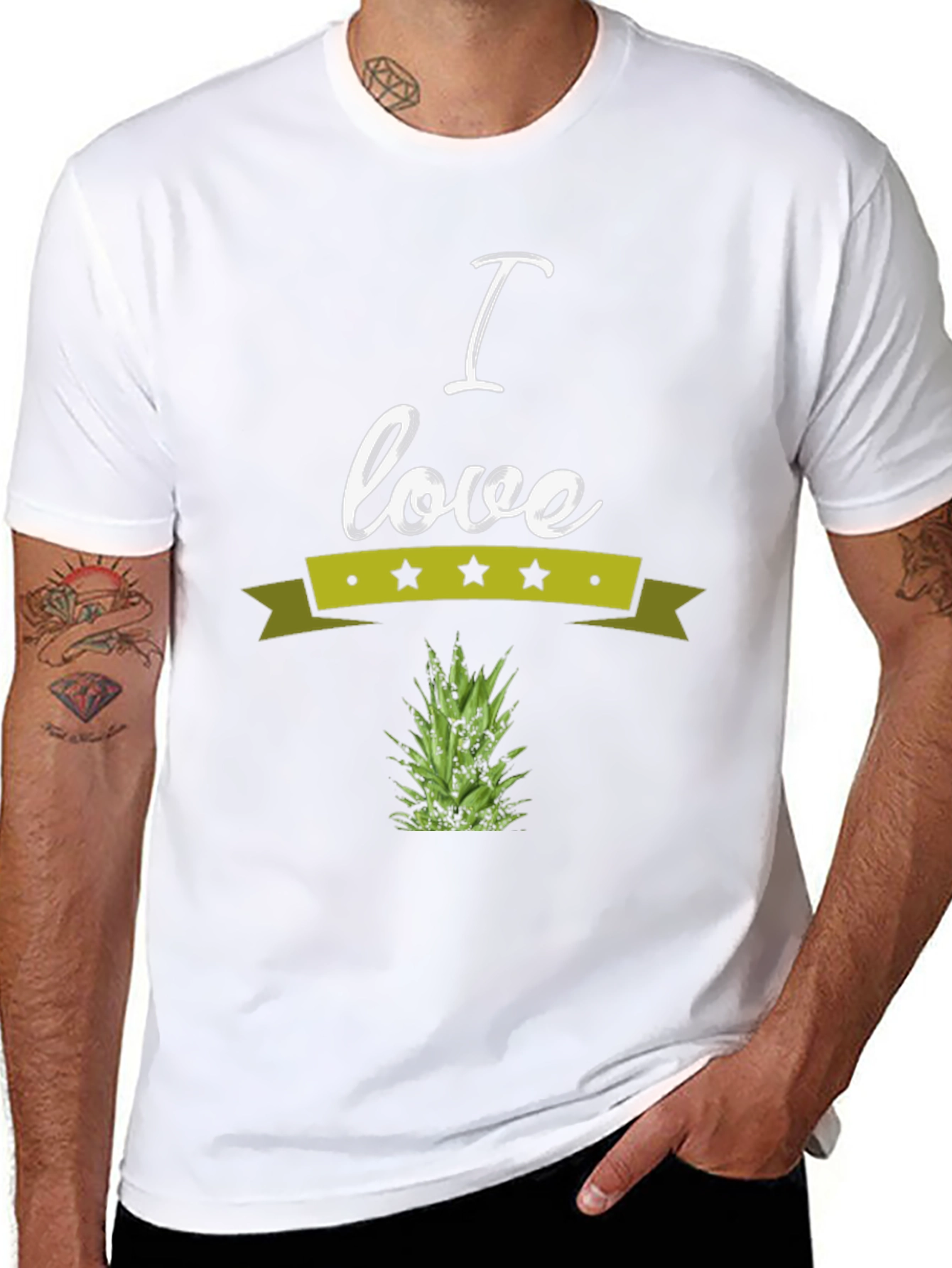 I Love Pineapple Graphic Print T-Shirt