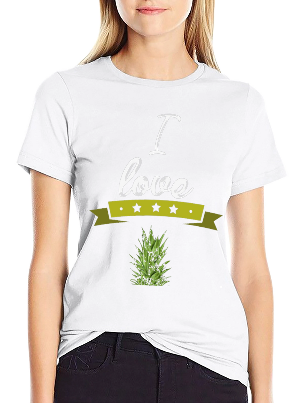 I Love Pineapple Graphic Print T-Shirt