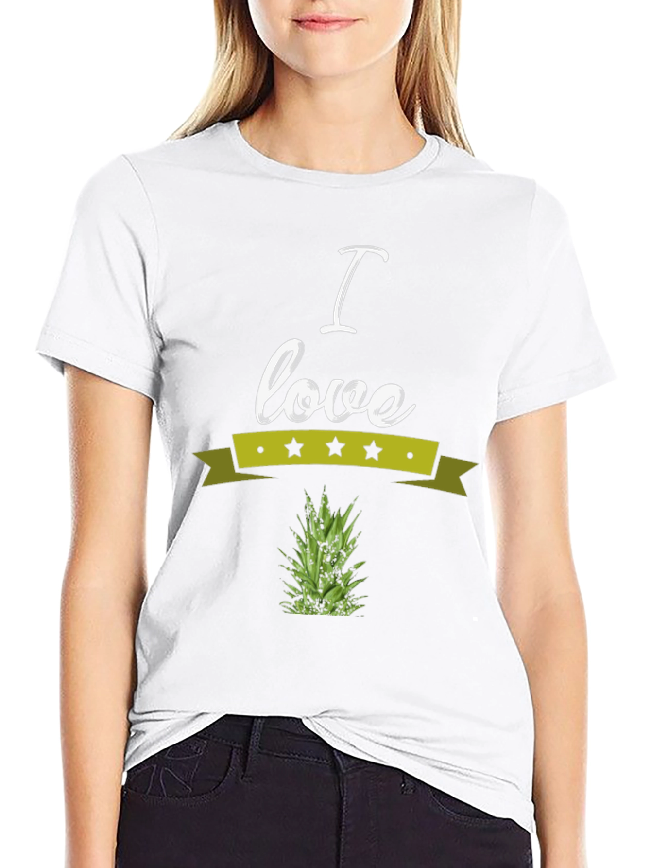 I Love Pineapple Graphic Print T-Shirt