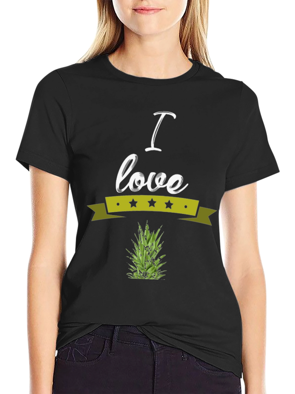 I Love Pineapple Graphic Print T-Shirt