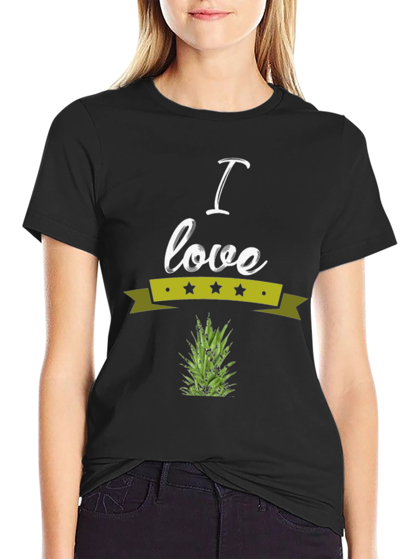 I Love Pineapple Graphic Print T-Shirt
