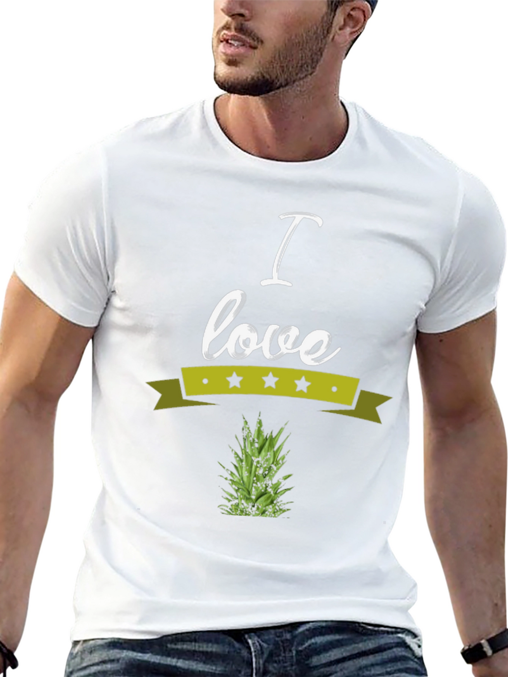 I Love Pineapple Graphic Print T-Shirt
