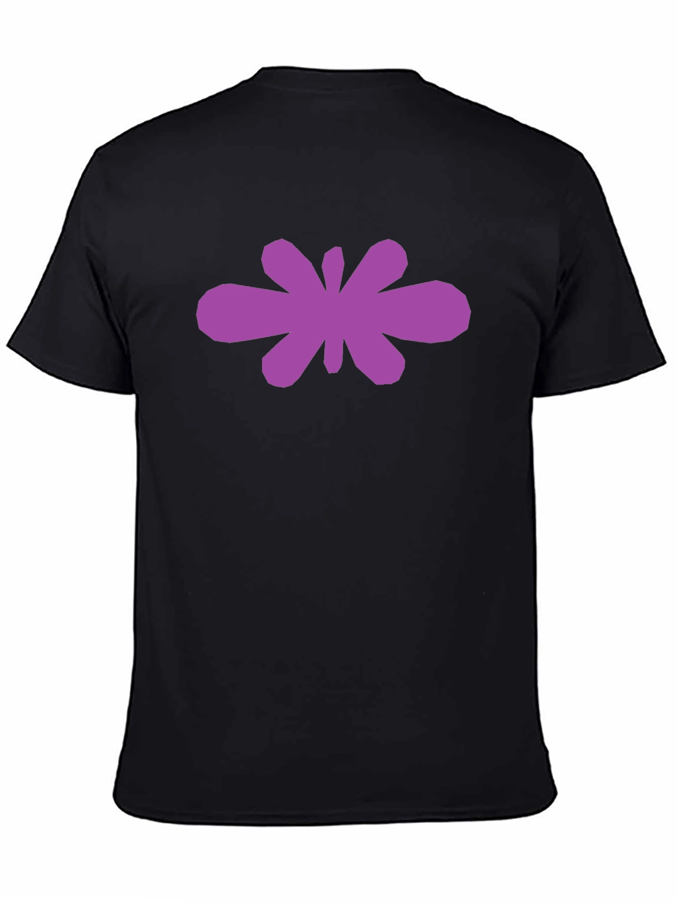 Abstract Purple Flower Graphic Black T-Shirt