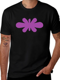Abstract Purple Flower Graphic Black T-Shirt