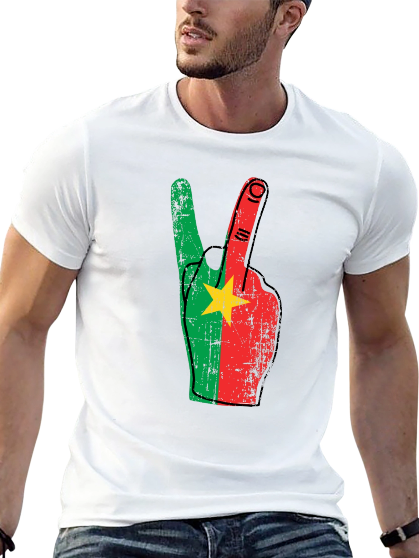 Burkina Faso Flag Peace Sign T-Shirt