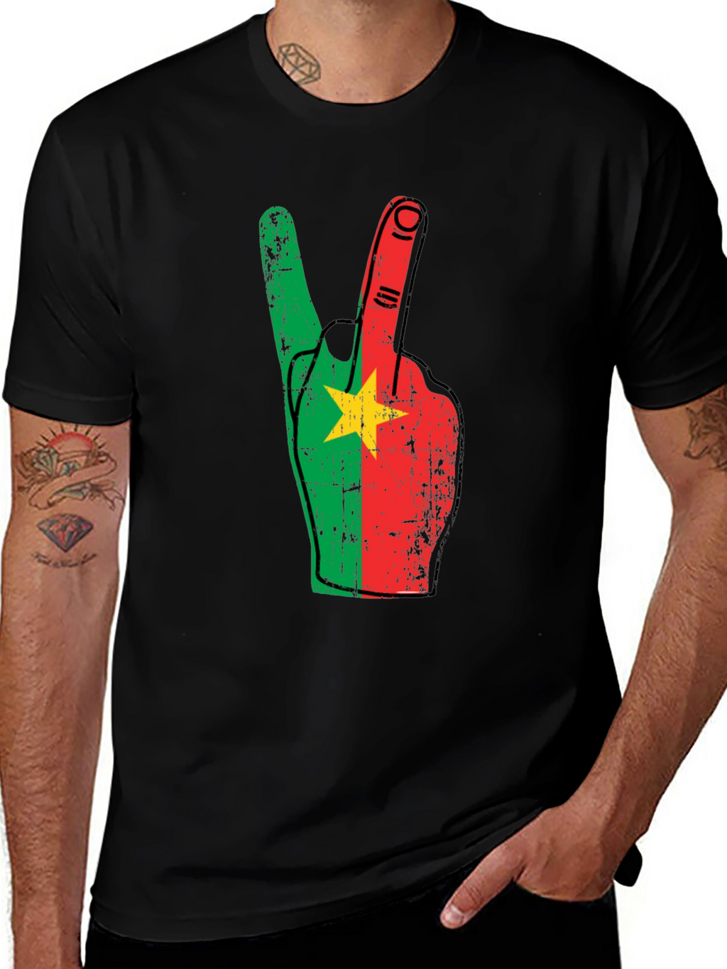 Burkina Faso Flag Peace Sign T-Shirt