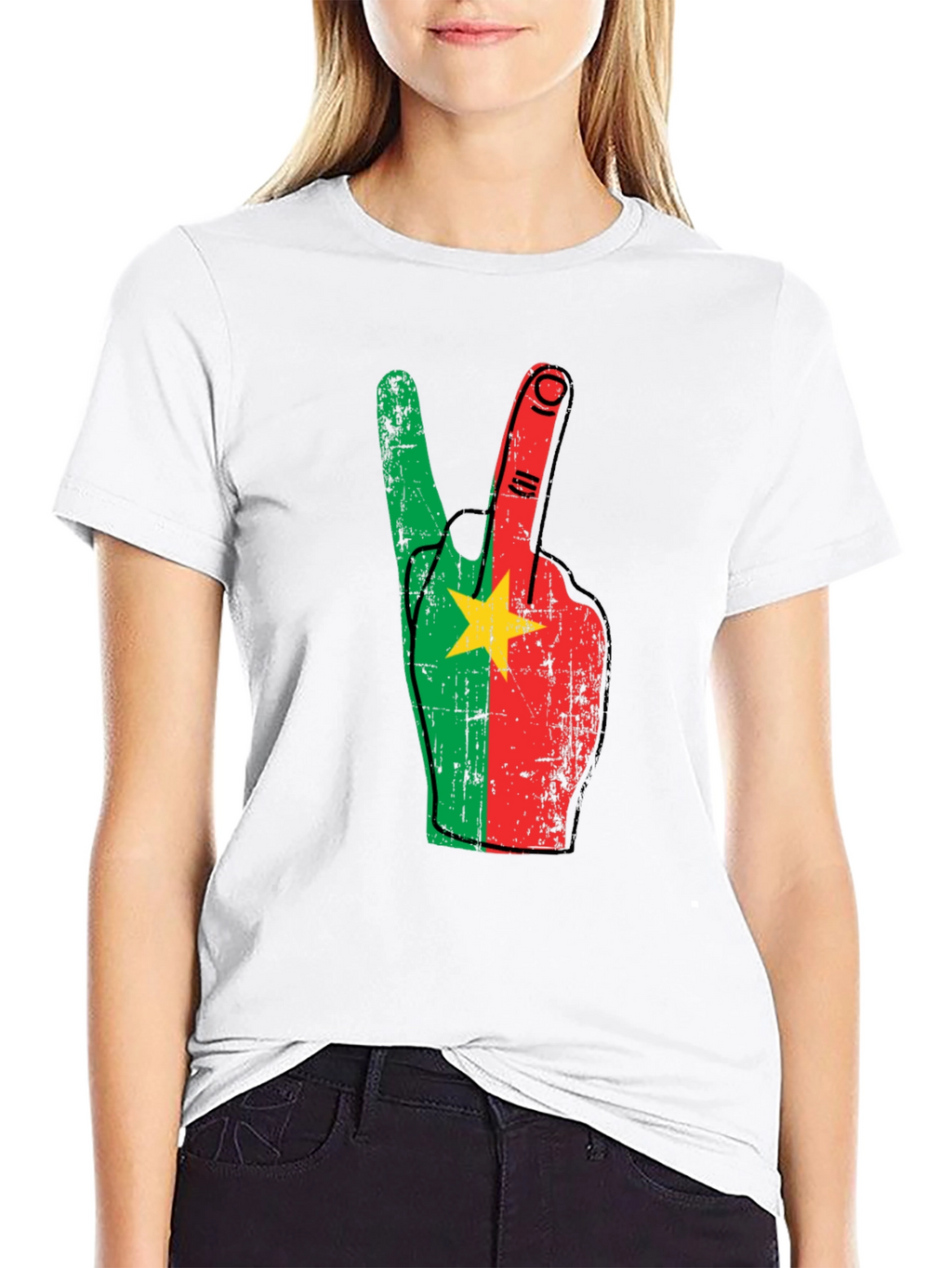 Burkina Faso Flag Peace Sign T-Shirt