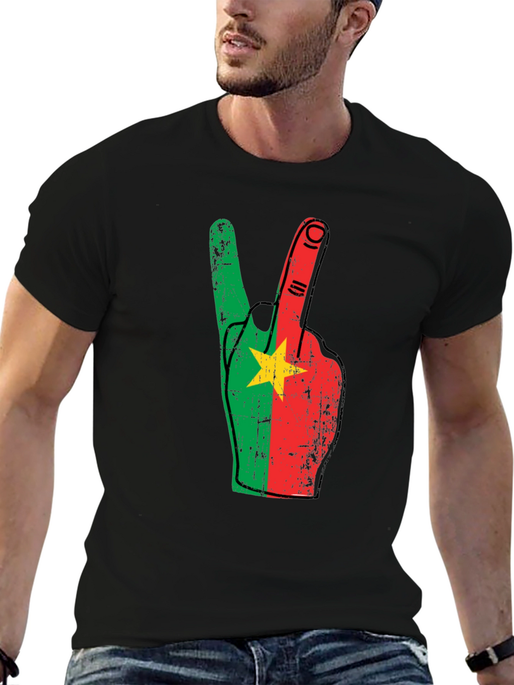 Burkina Faso Flag Peace Sign T-Shirt