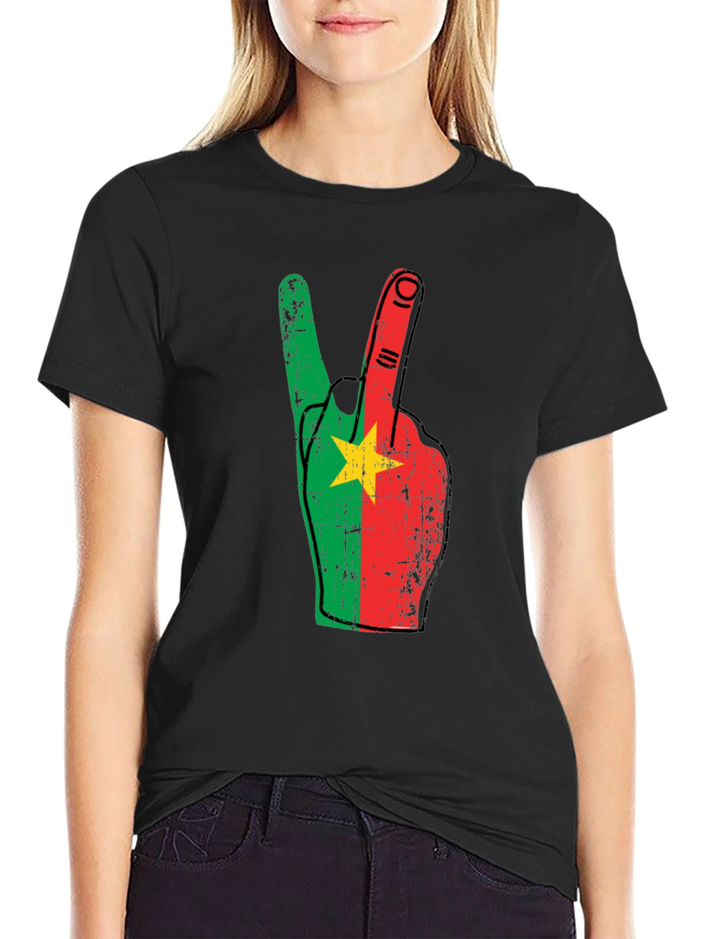 Burkina Faso Flag Peace Sign T-Shirt