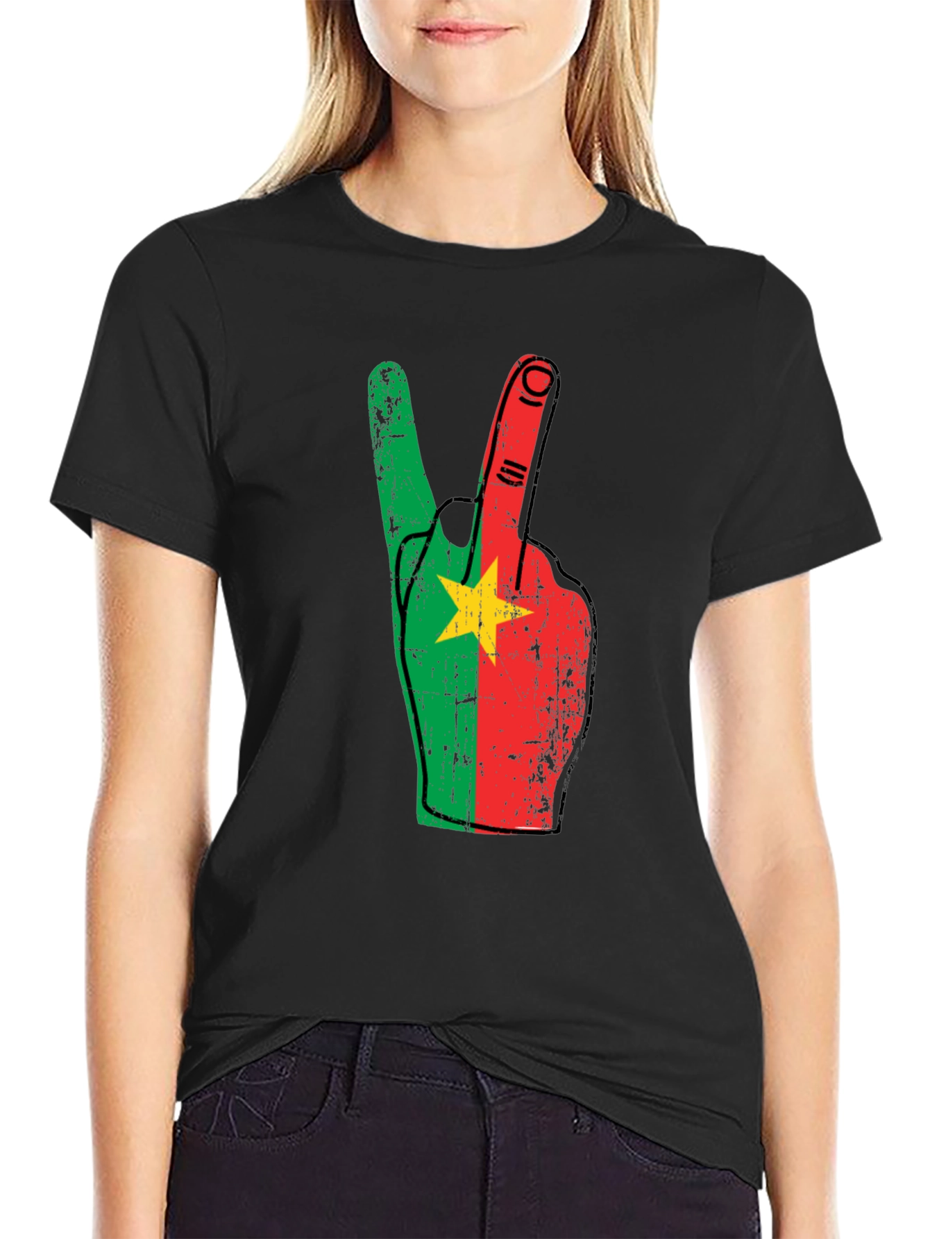 Burkina Faso Flag Peace Sign T-Shirt