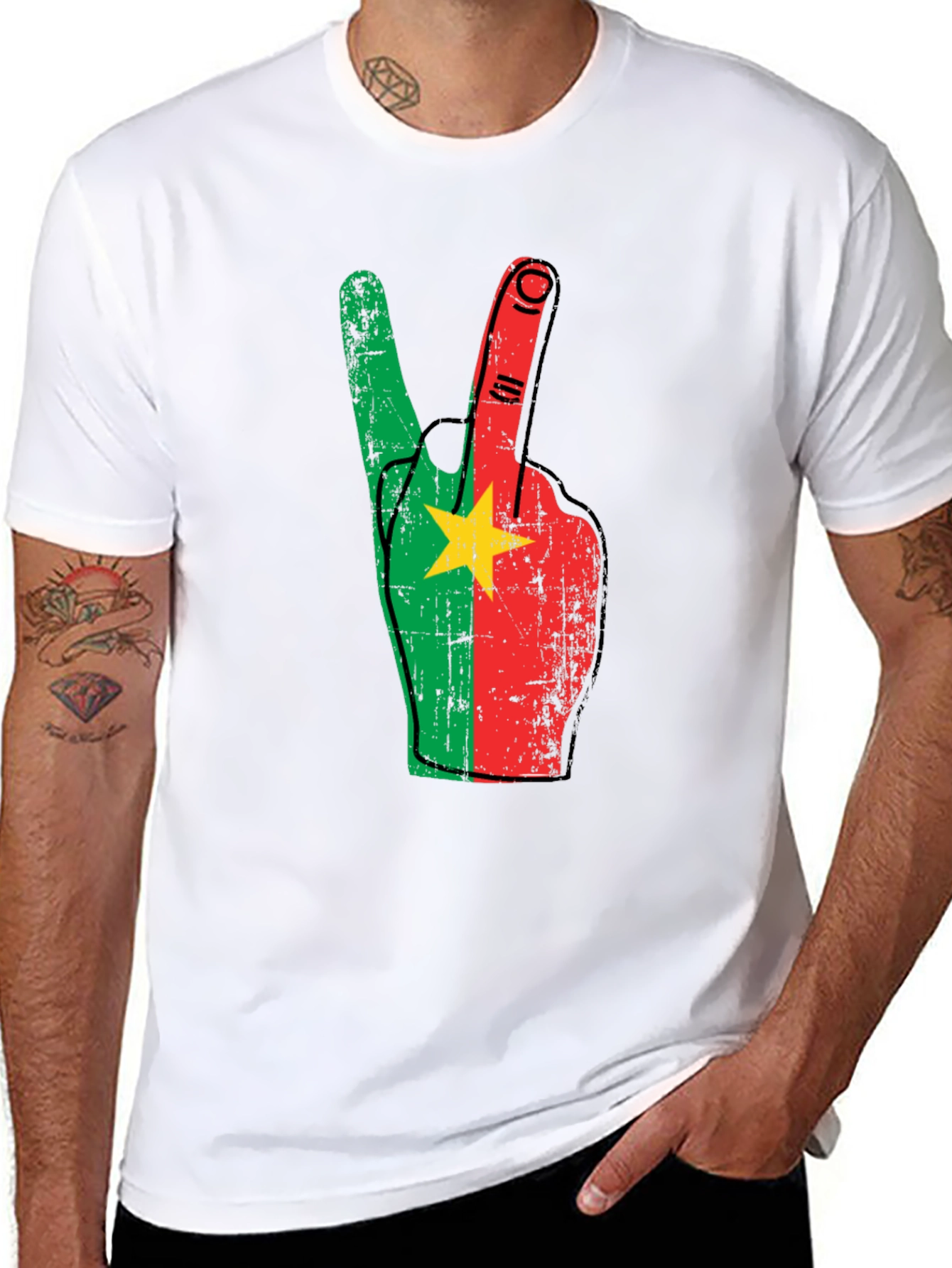 Burkina Faso Flag Peace Sign T-Shirt