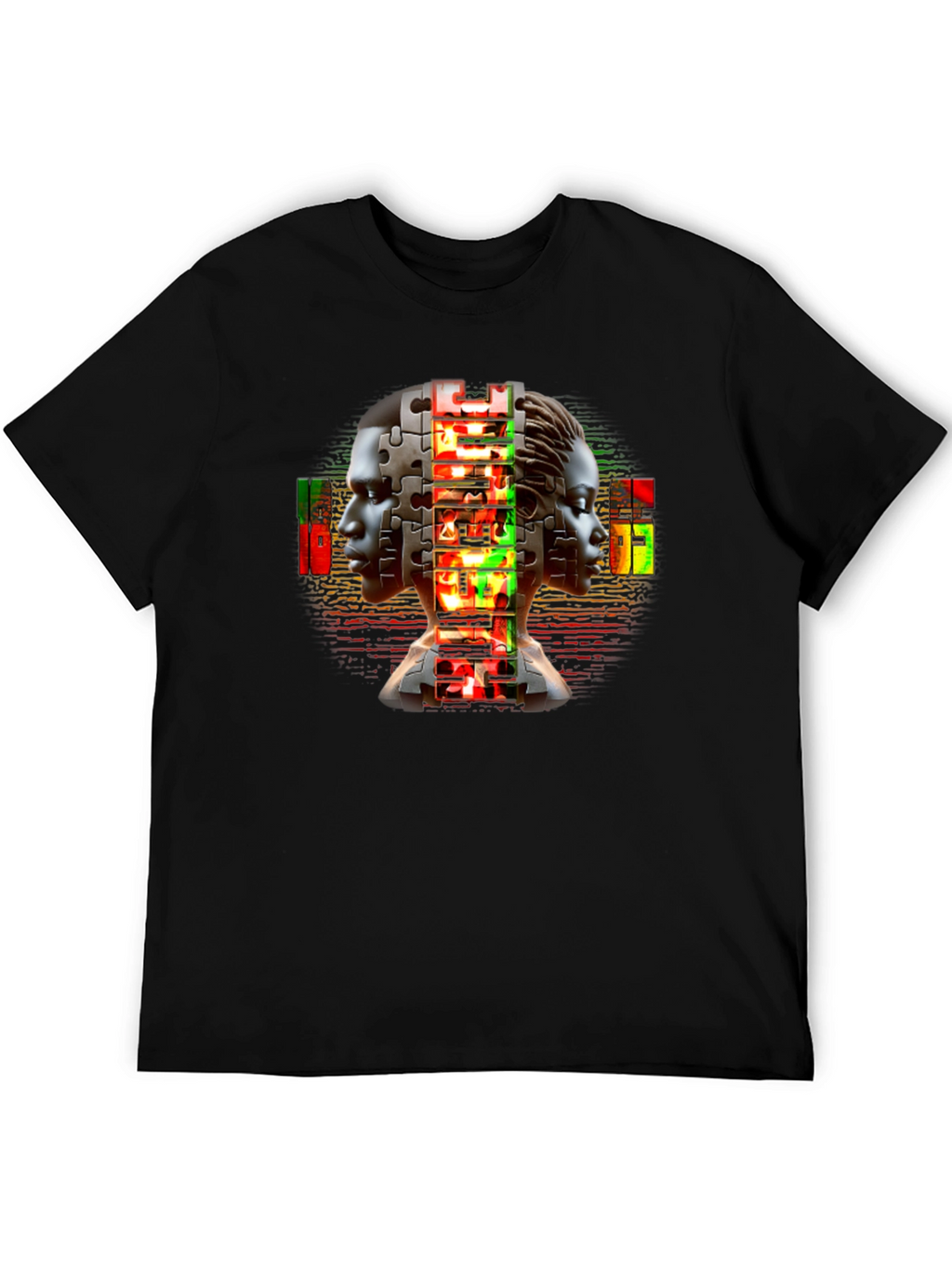 Puzzle Piece People Graphic Black T-Shirt