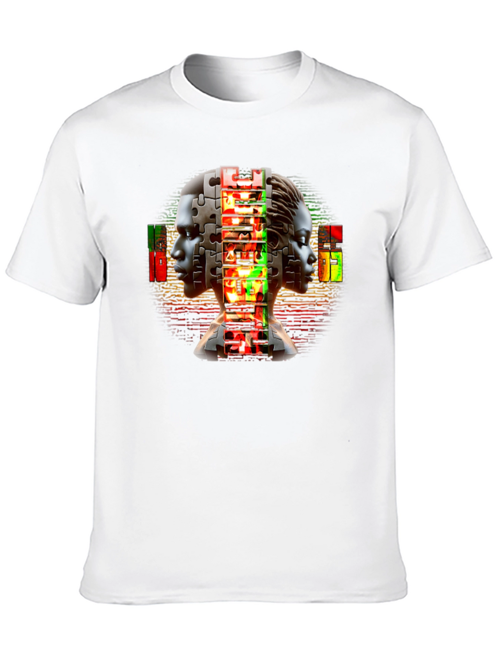 Puzzle Piece People Graphic Black T-Shirt