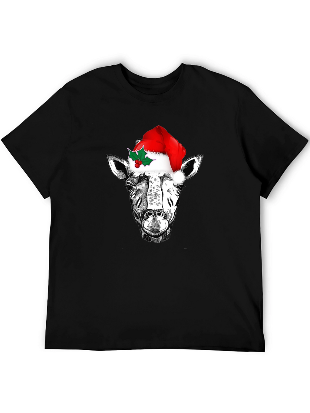 Festive Giraffe Tee - Christmas Holiday T-Shirt