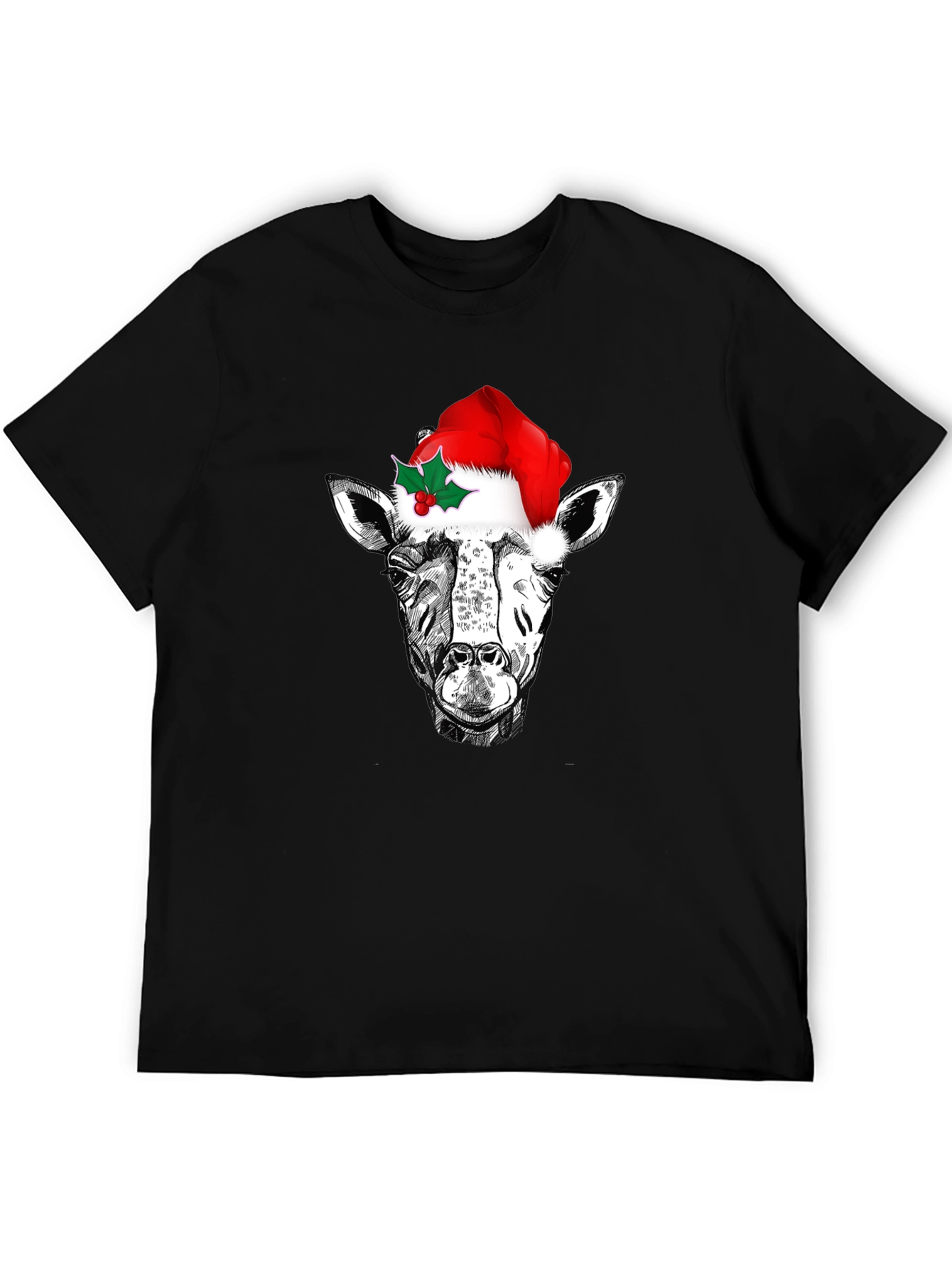 Festive Giraffe Tee - Christmas Holiday T-Shirt