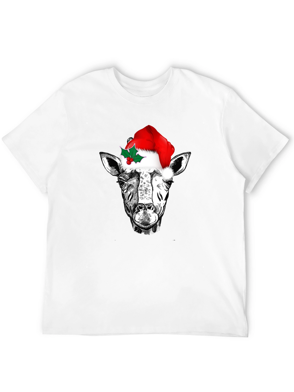 Festive Giraffe Tee - Christmas Holiday T-Shirt