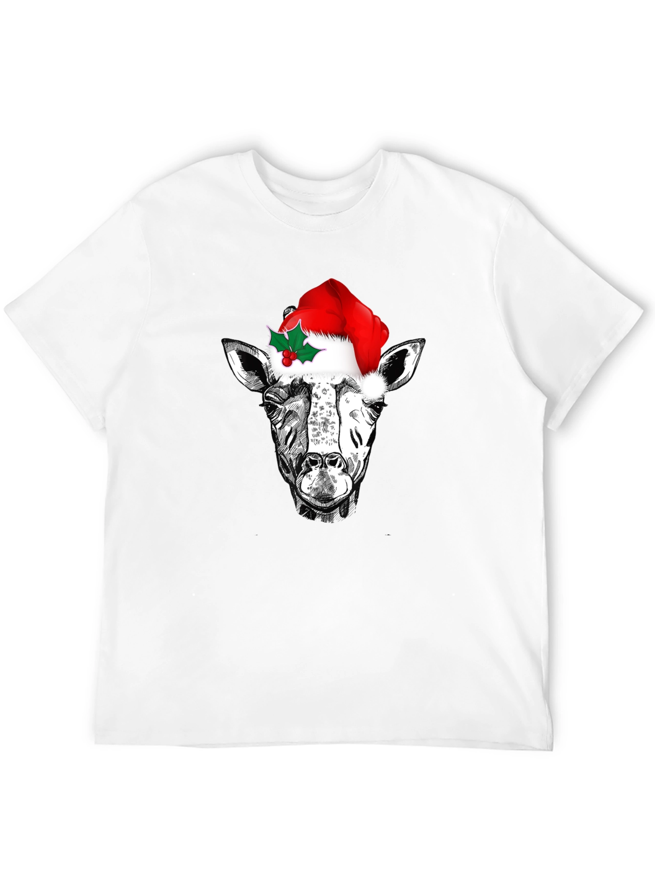 Festive Giraffe Tee - Christmas Holiday T-Shirt