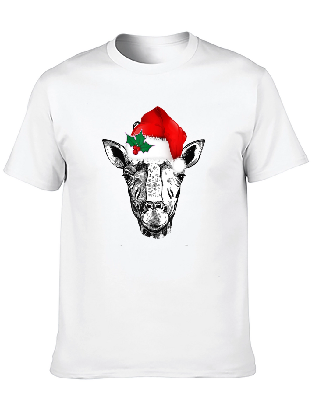 Festive Giraffe Tee - Christmas Holiday T-Shirt