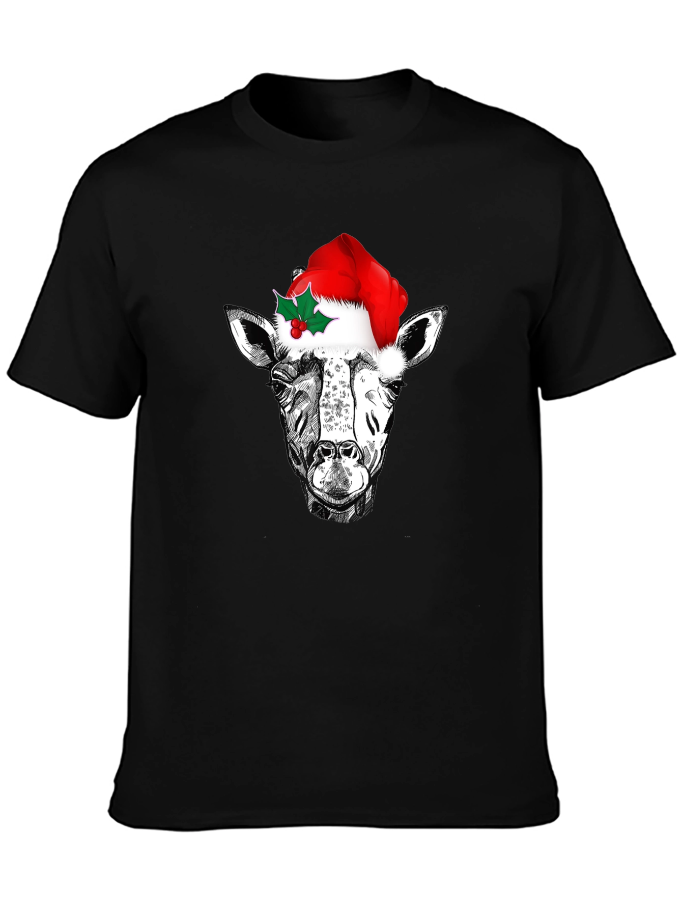 Festive Giraffe Tee - Christmas Holiday T-Shirt