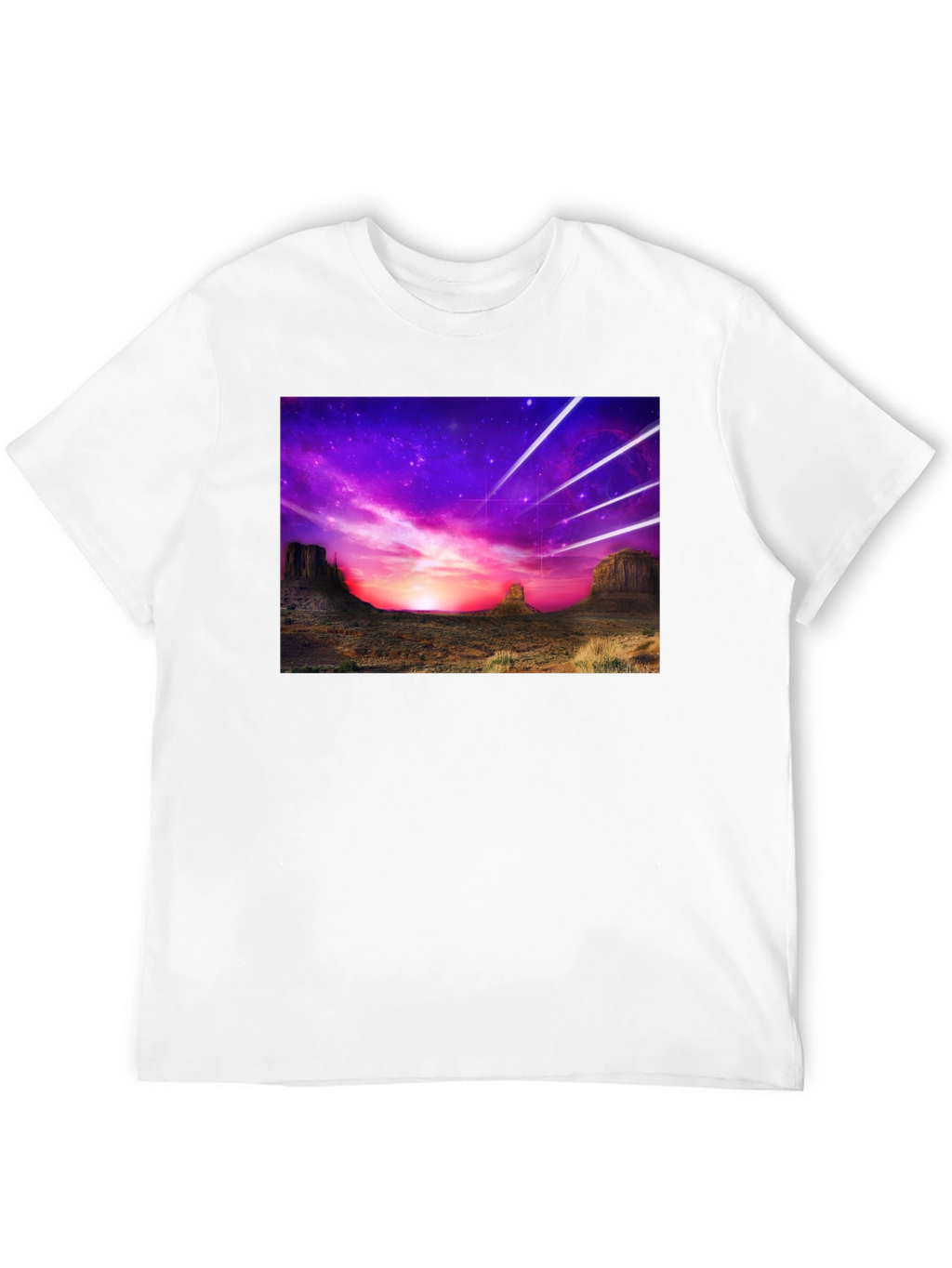 Cosmic Desert Graphic Tee - Black Cotton T-Shirt