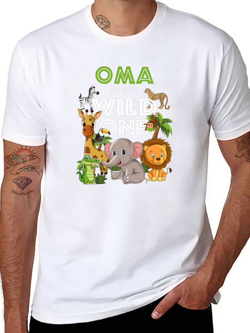 Oma of the Wild One Safari Animal T-Shirt