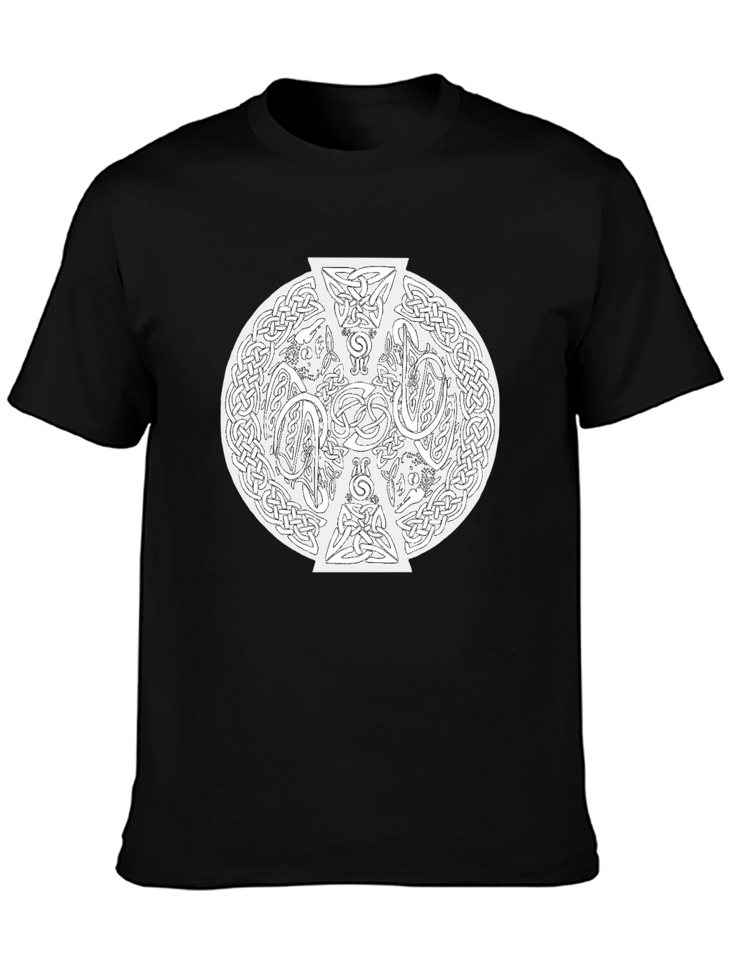 Celtic Knotwork Cross Graphic Tee - Black