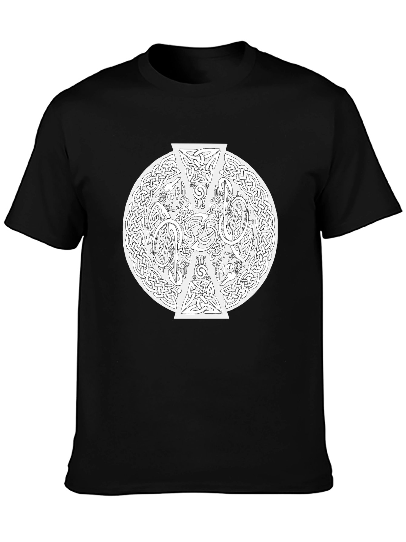 Celtic Knotwork Cross Graphic Tee - Black