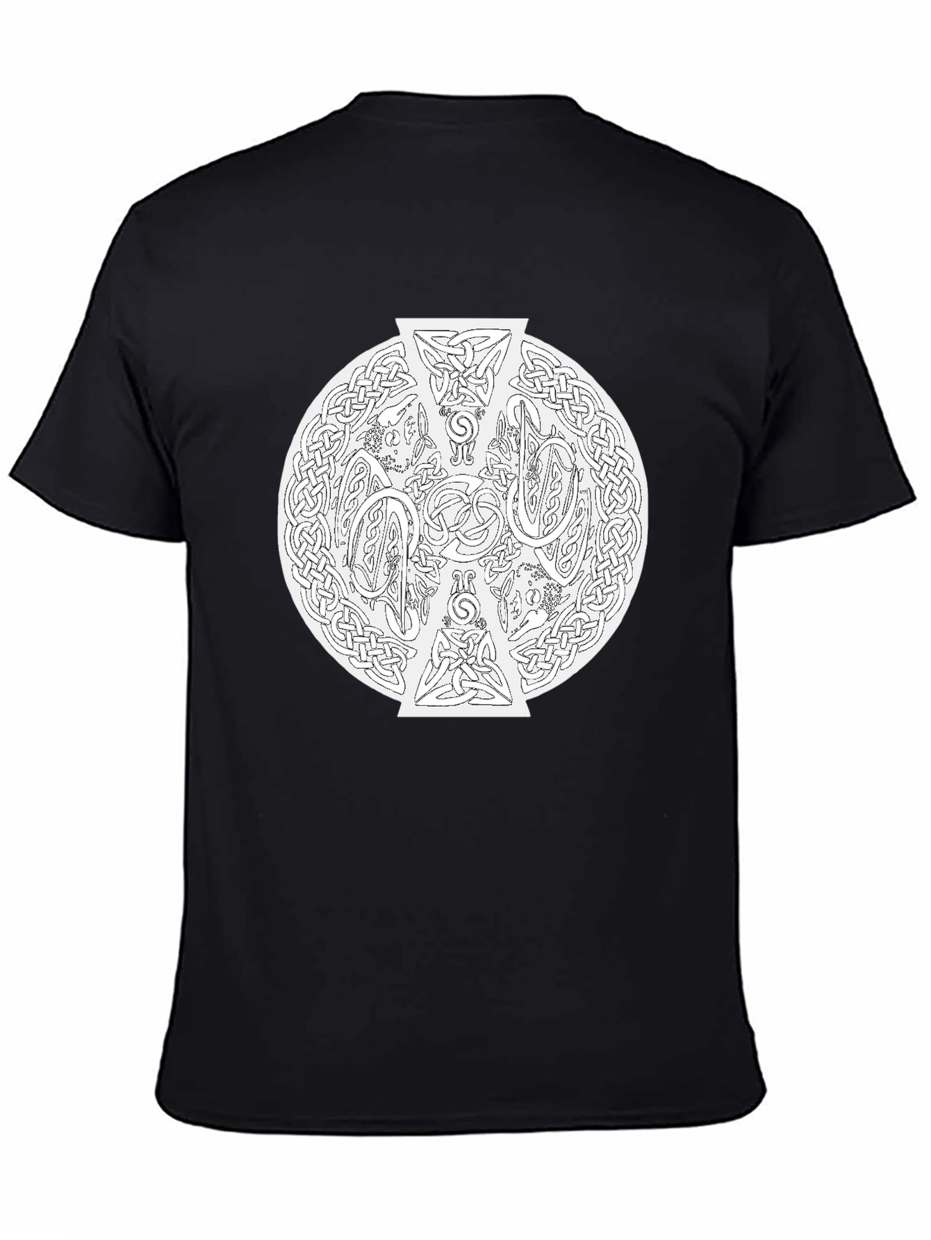 Celtic Knotwork Cross Graphic Tee - Black