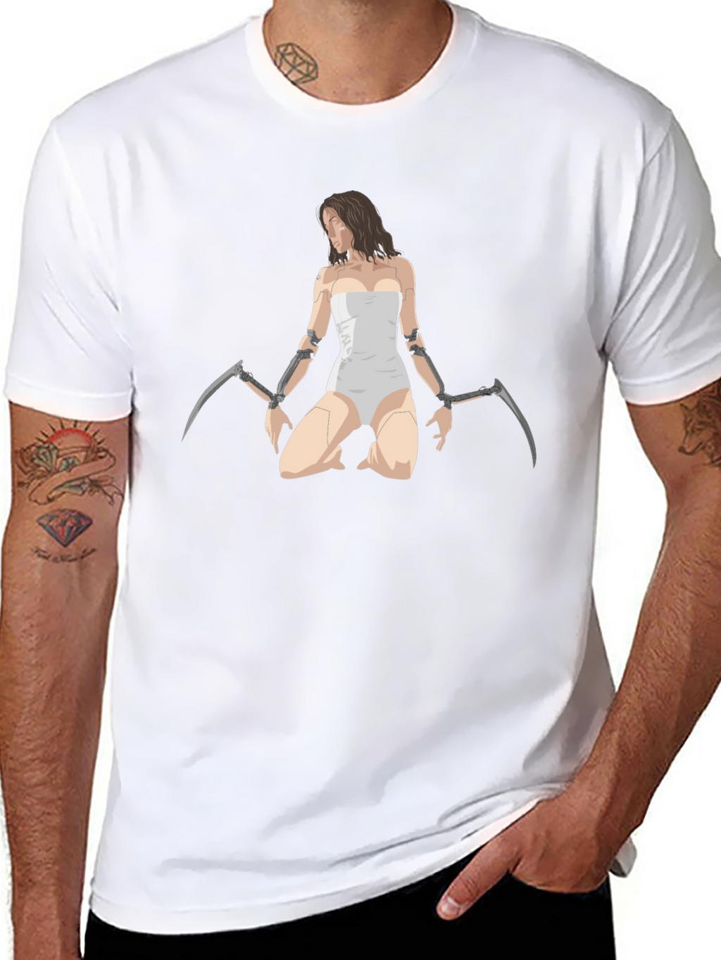 Cyberpunk Girl Graphic Tee - Black