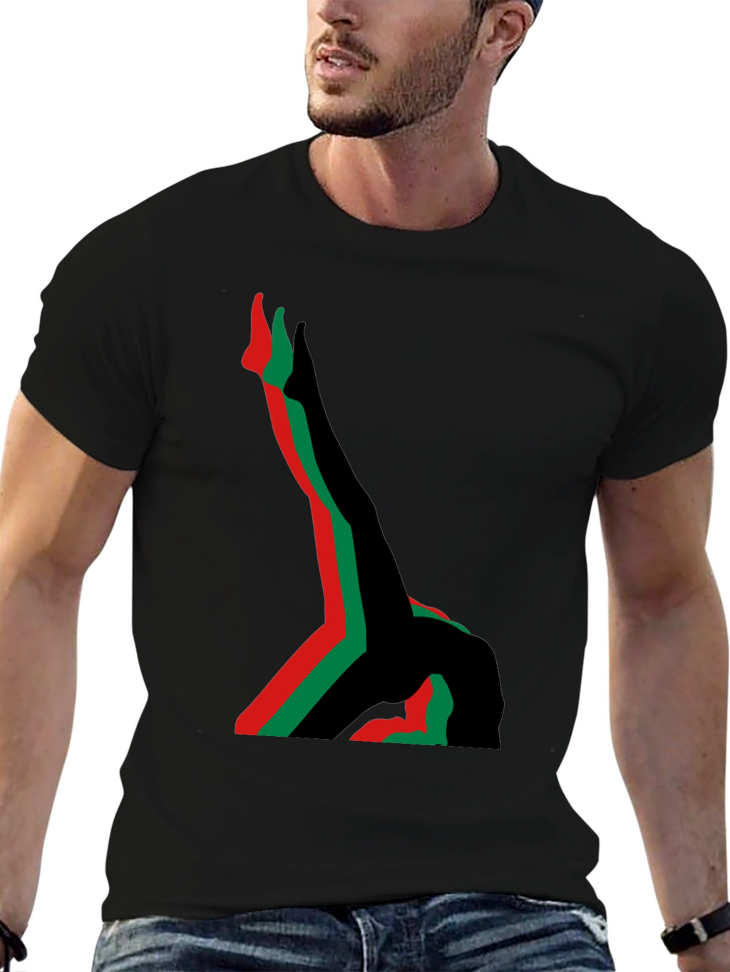 Abstract Gymnast T-Shirt - Black Cotton Tee