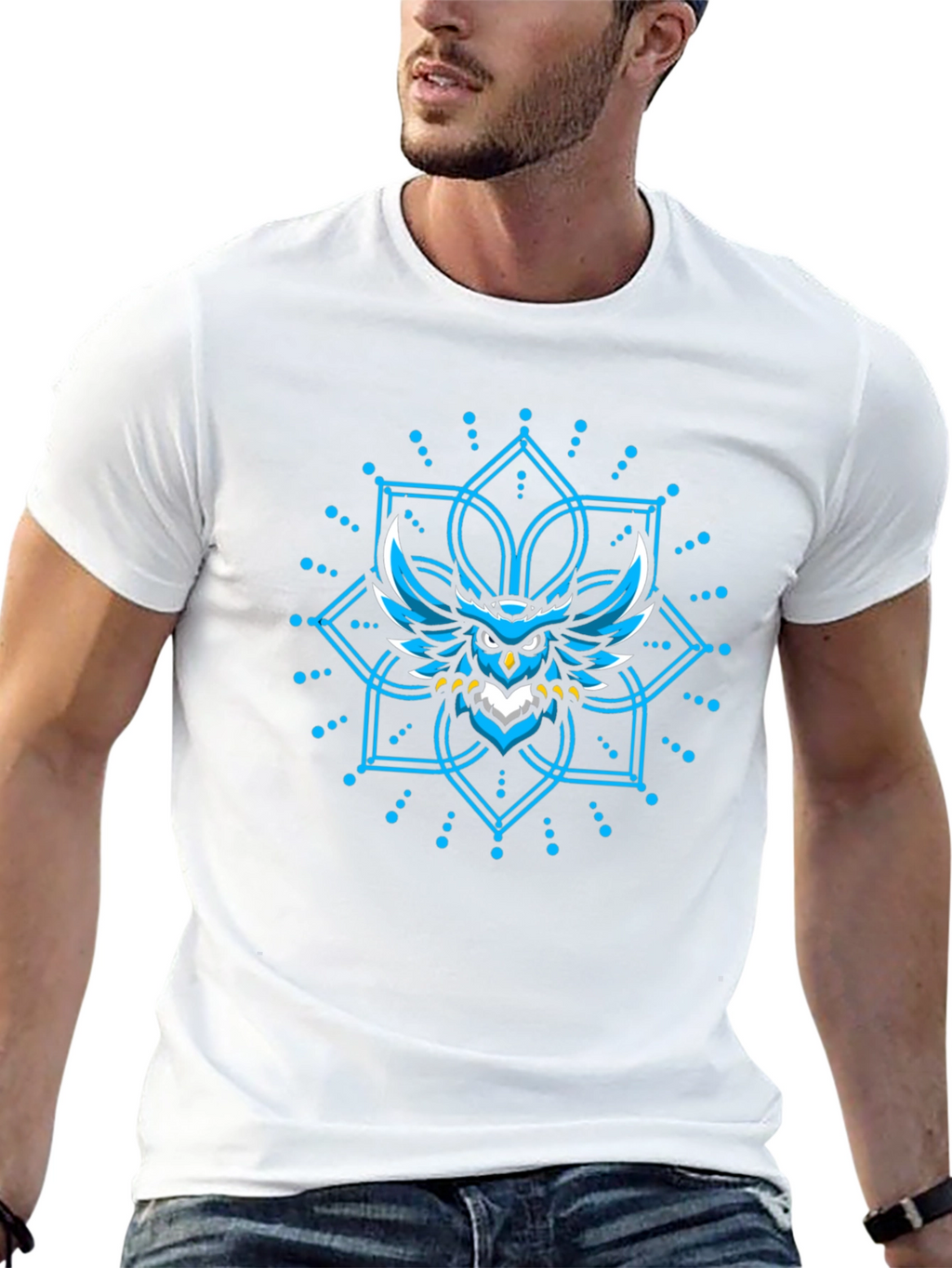 Blue Owl Graphic Print Crew Neck T-Shirt