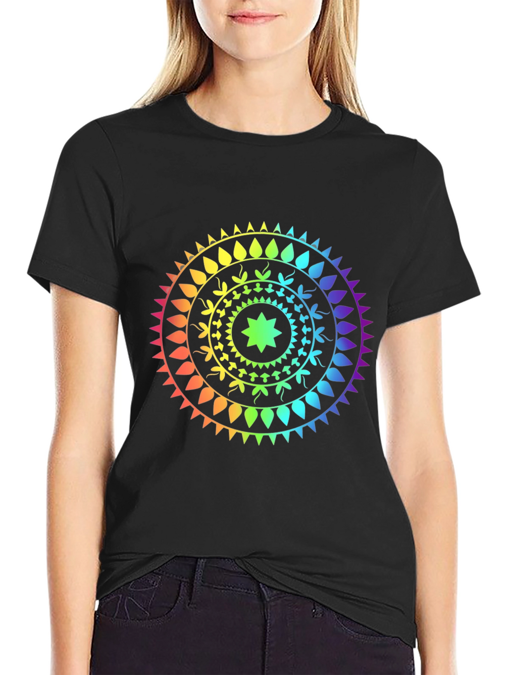 Rainbow Mandala T-Shirt - Stylish Graphic Tee