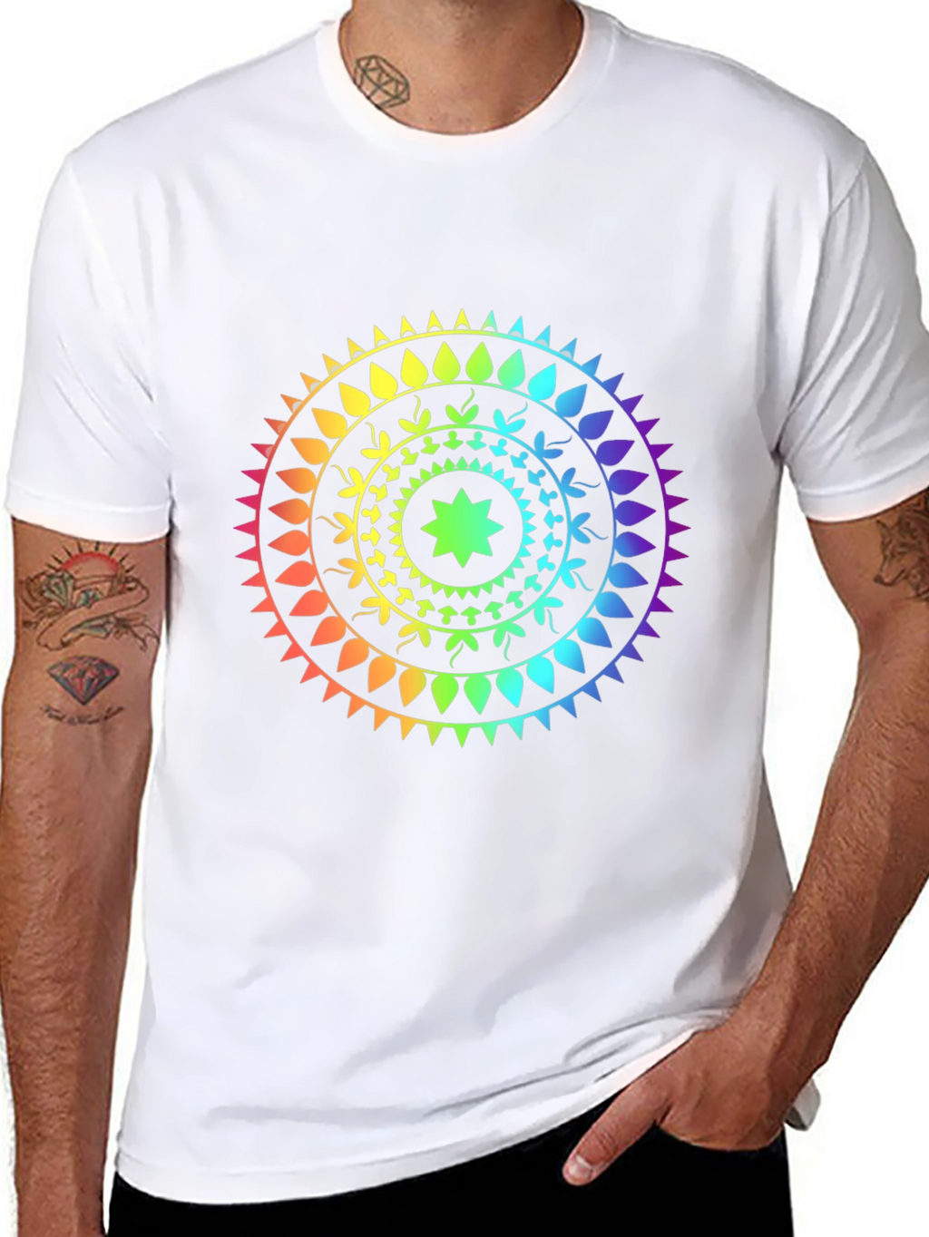 Rainbow Mandala T-Shirt - Stylish Graphic Tee