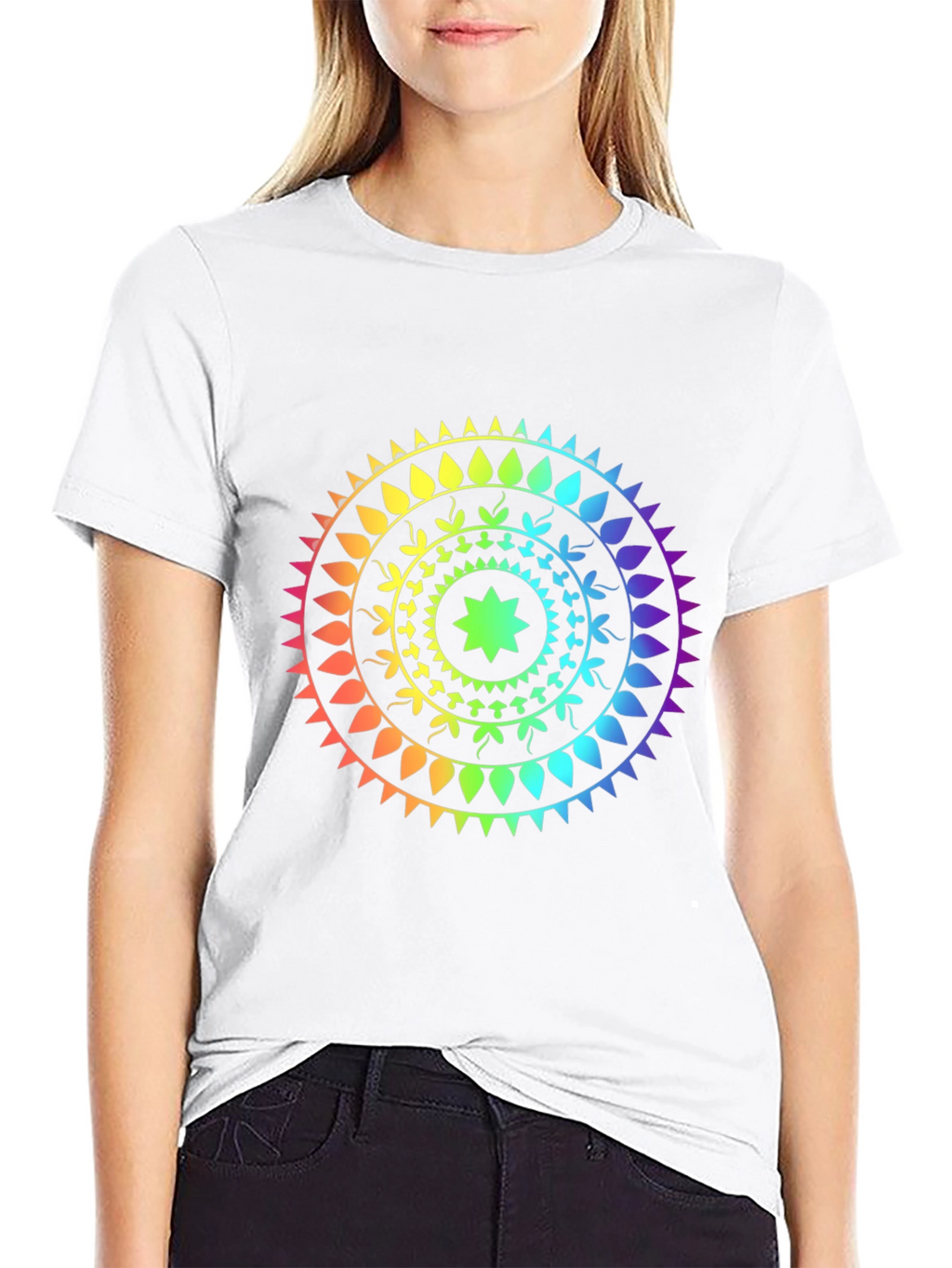 Rainbow Mandala T-Shirt - Stylish Graphic Tee