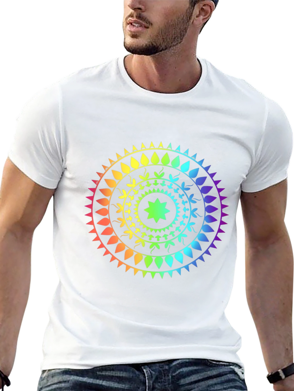 Rainbow Mandala T-Shirt - Stylish Graphic Tee
