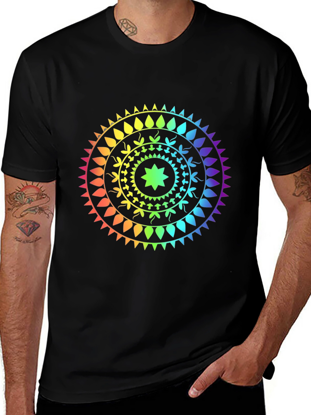 Rainbow Mandala T-Shirt - Stylish Graphic Tee