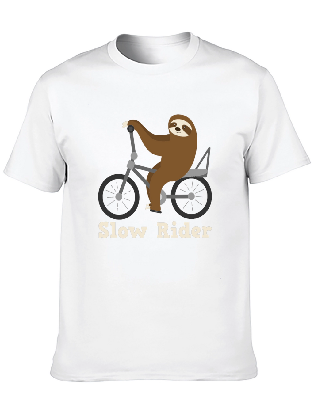 Slow Rider Sloth on Bike T-Shirt - Black