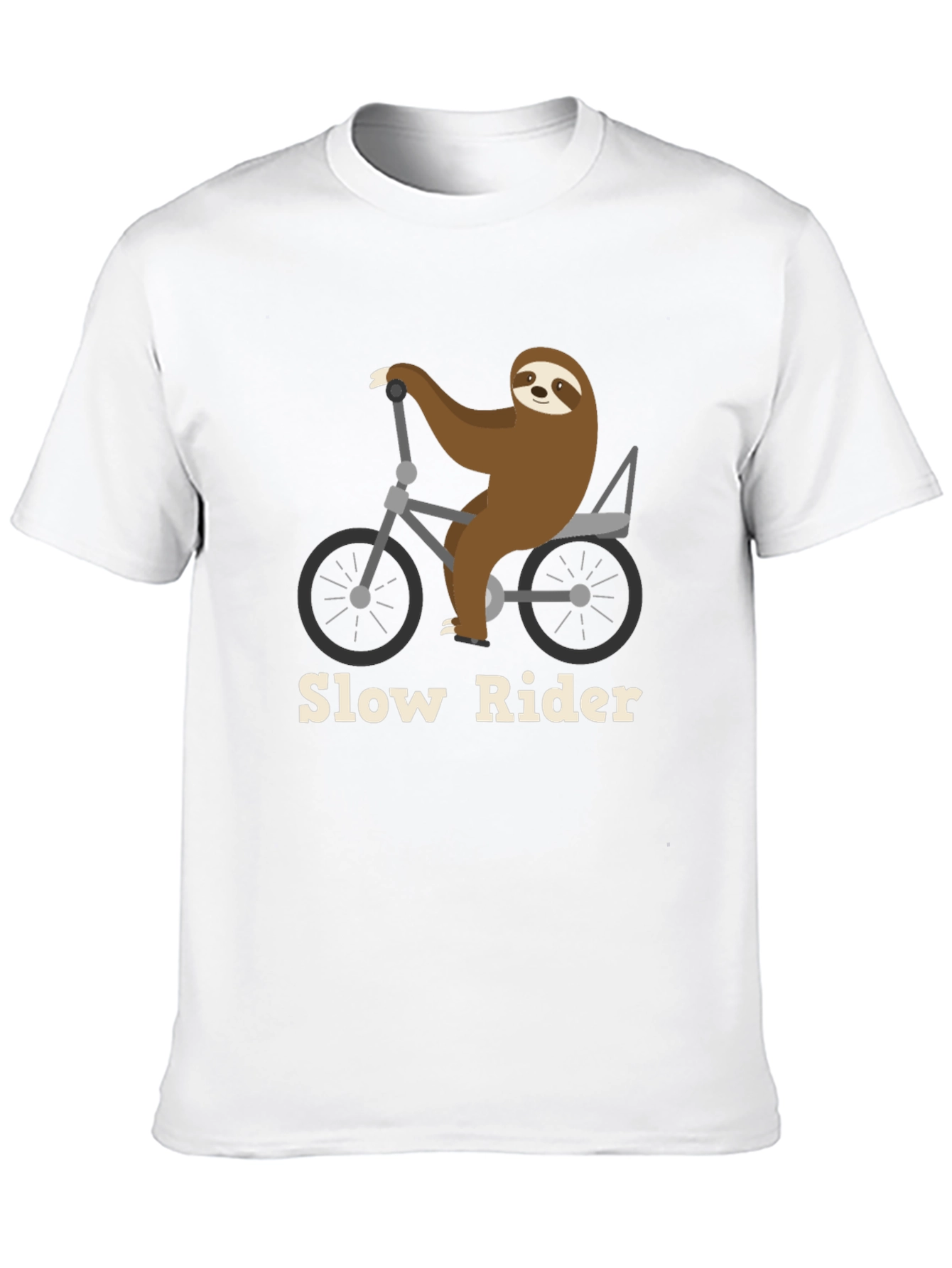Slow Rider Sloth on Bike T-Shirt - Black