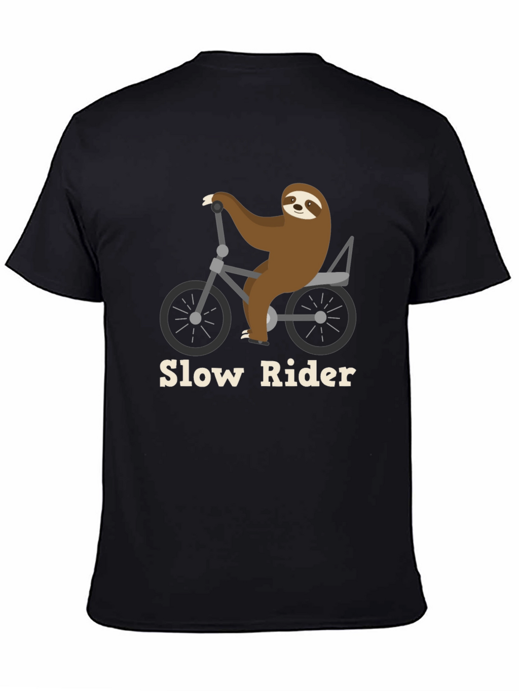 Slow Rider Sloth on Bike T-Shirt - Black