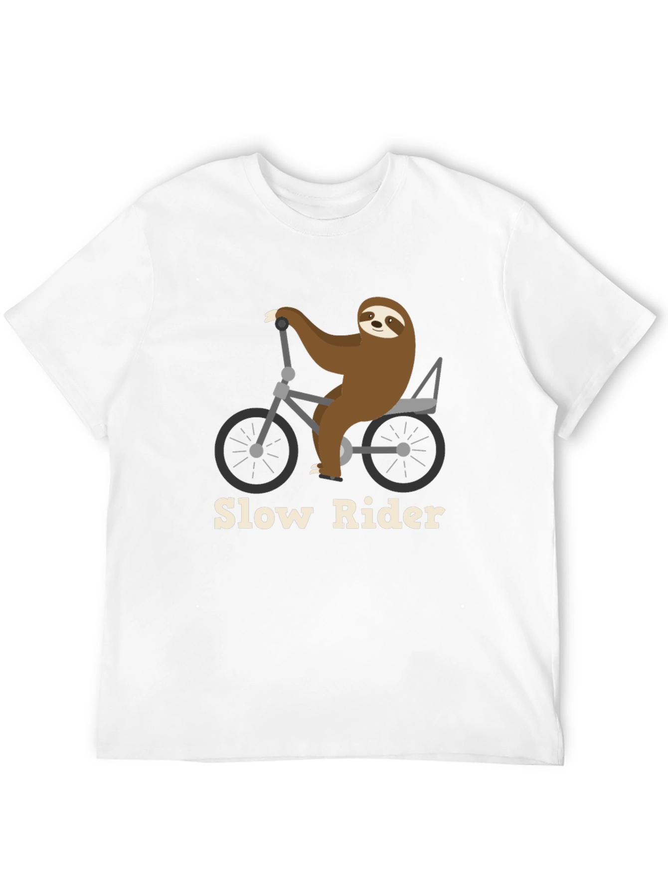 Slow Rider Sloth on Bike T-Shirt - Black