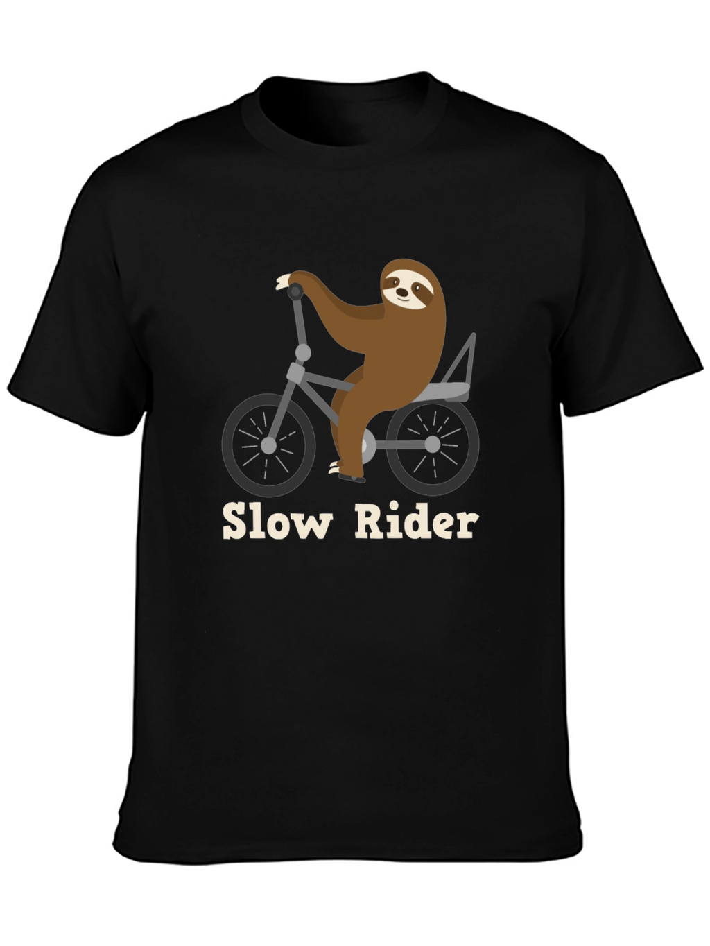 Slow Rider Sloth on Bike T-Shirt - Black