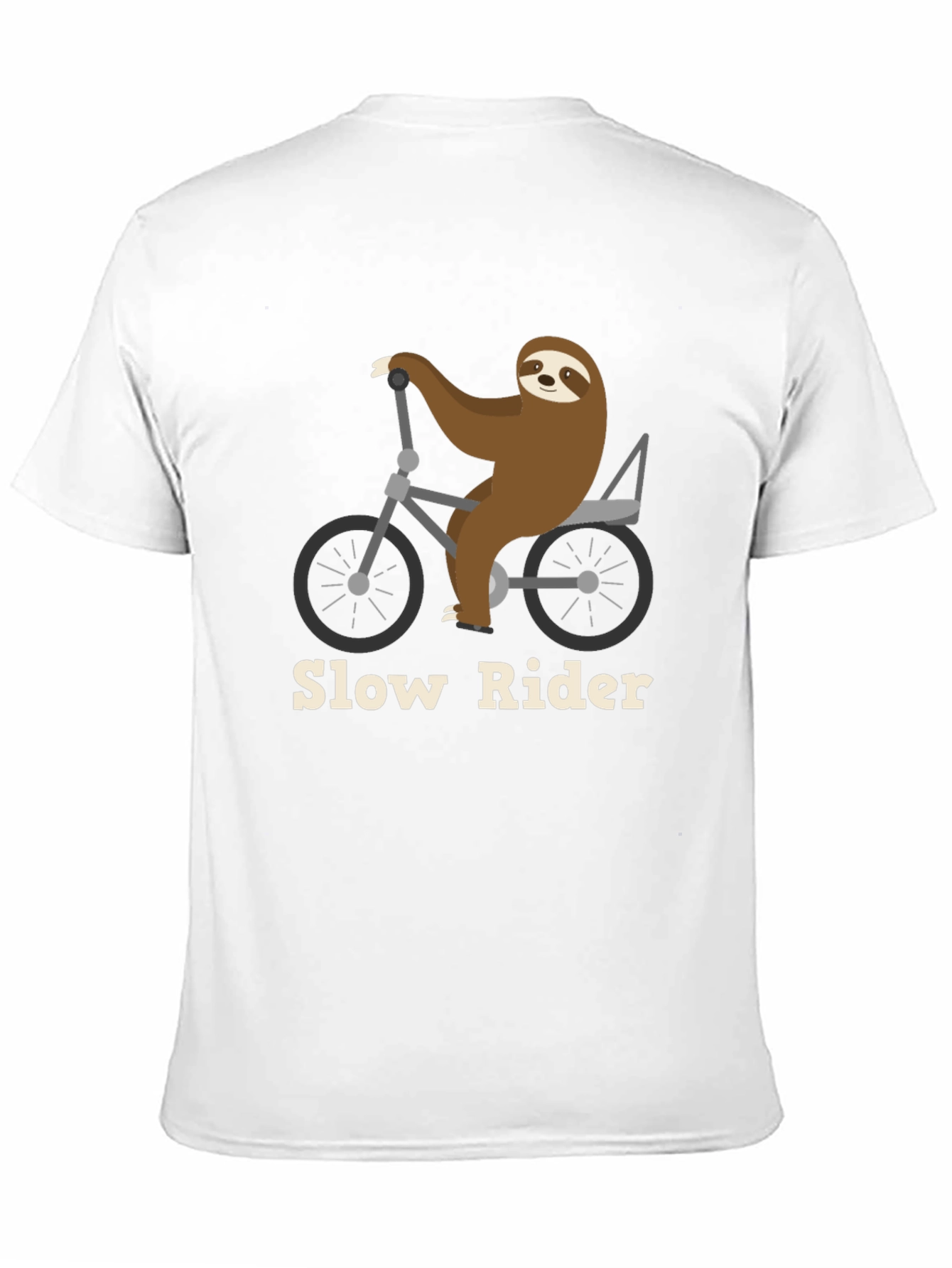 Slow Rider Sloth on Bike T-Shirt - Black