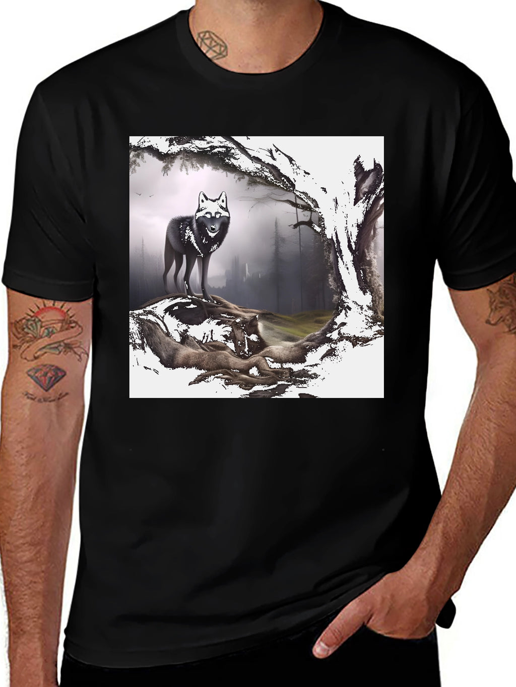 Wolf Pack Graphic Tee - Black