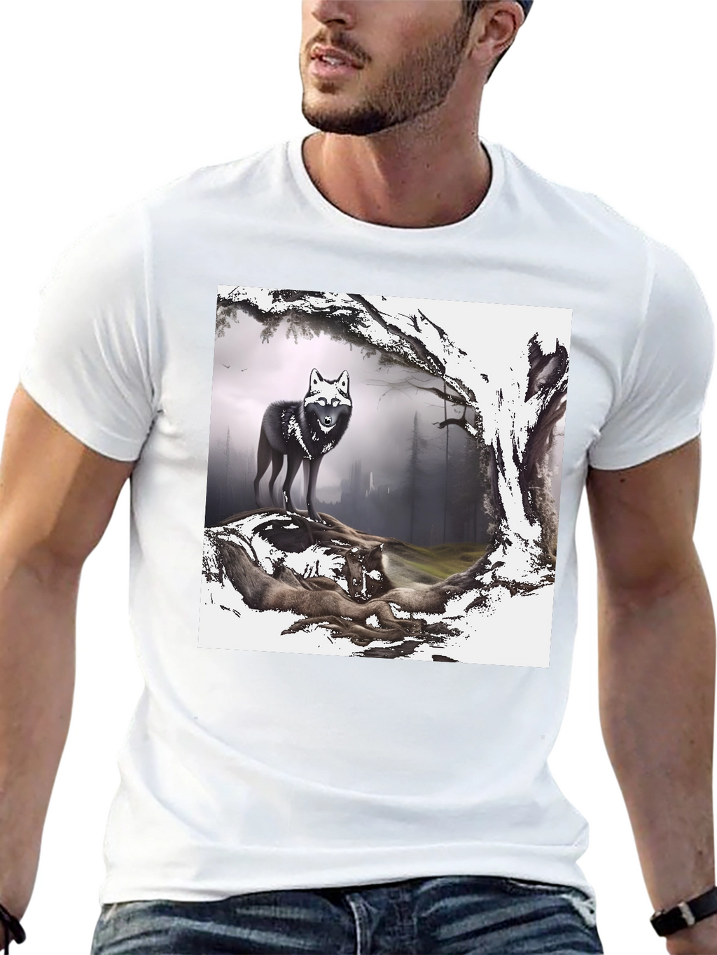 Wolf Pack Graphic Tee - Black