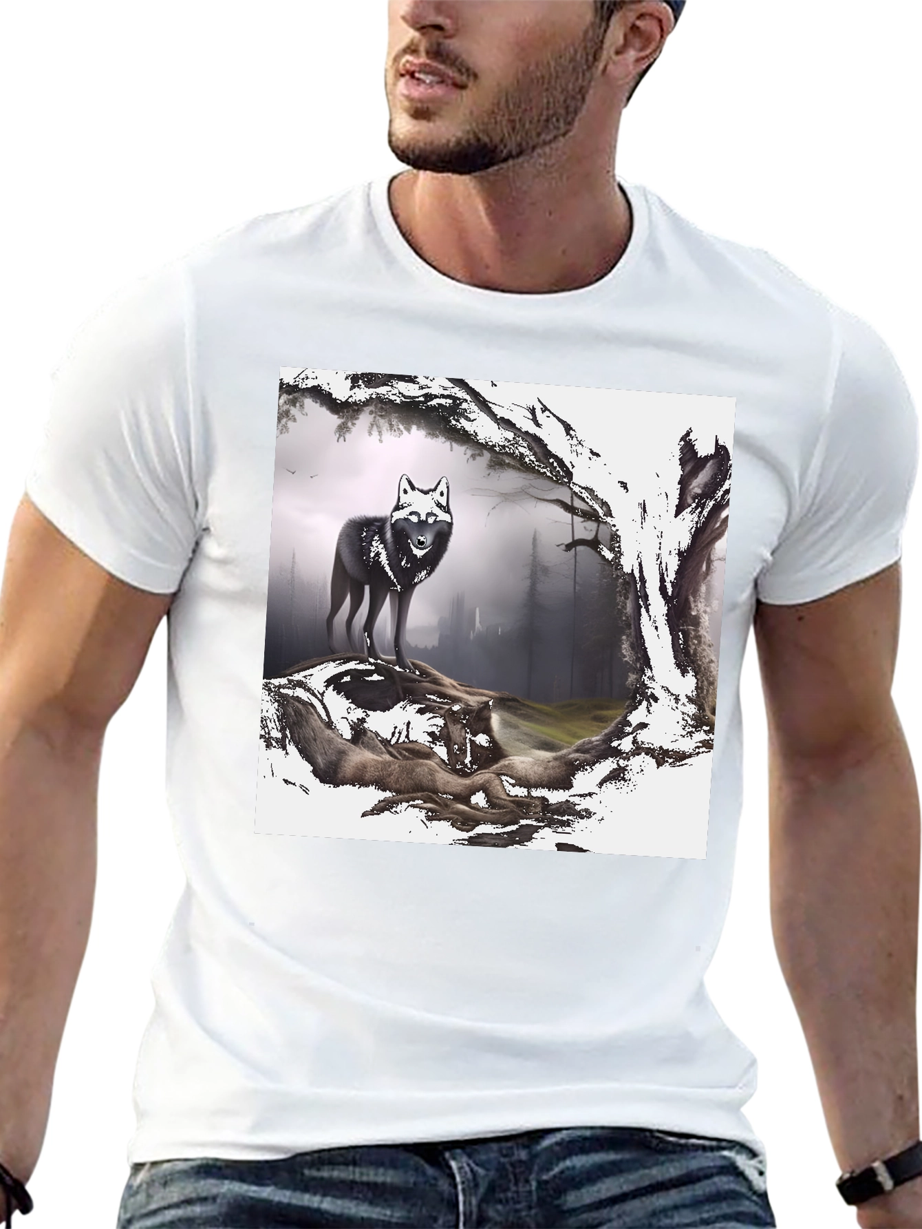 Wolf Pack Graphic Tee - Black